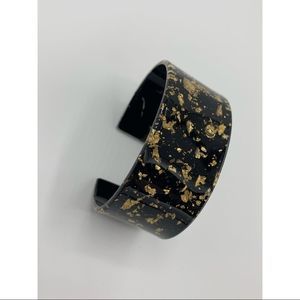 Acrylic cuff bracelet resin gold leaf black retro